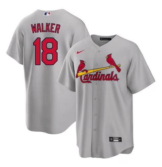 Men's St. Louis Cardinals #18 Jordan Walker Grey Cool Base Stitched Baseball Jersey